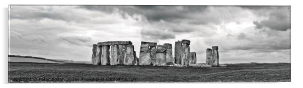 Panoramic view of Stonehenge ancient monument in black and white. Wiltshire, UK Acrylic by Peter Bolton
