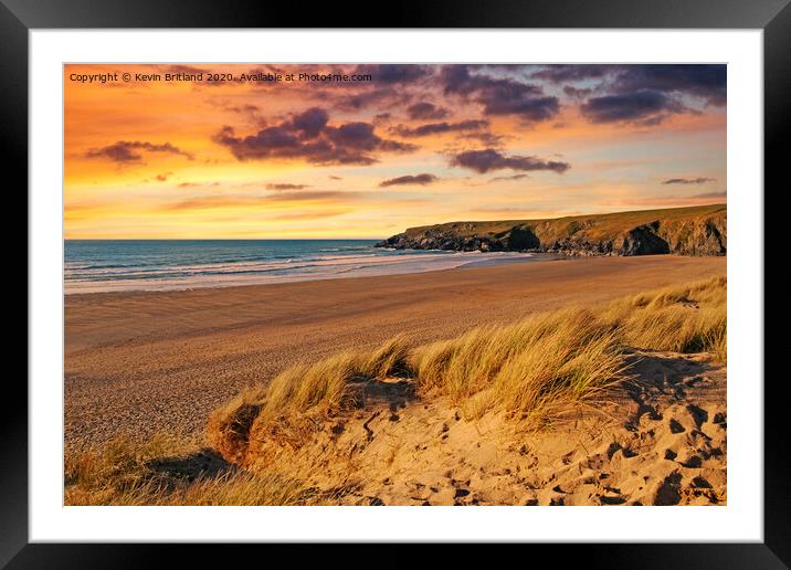 sunset cornwall beach Framed Mounted Print by Kevin Britland