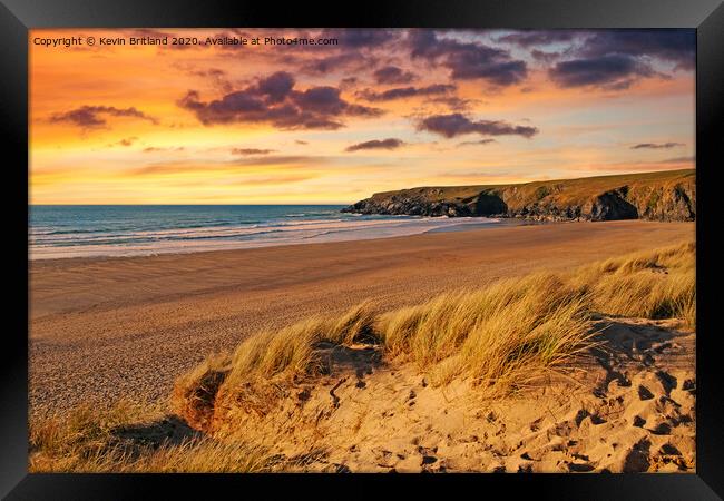 sunset cornwall beach Framed Print by Kevin Britland
