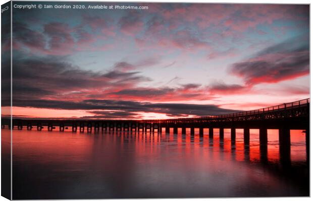 Gorgeous Sunset Tay Rail Bridge Dundee Scotland Canvas Print by Iain Gordon