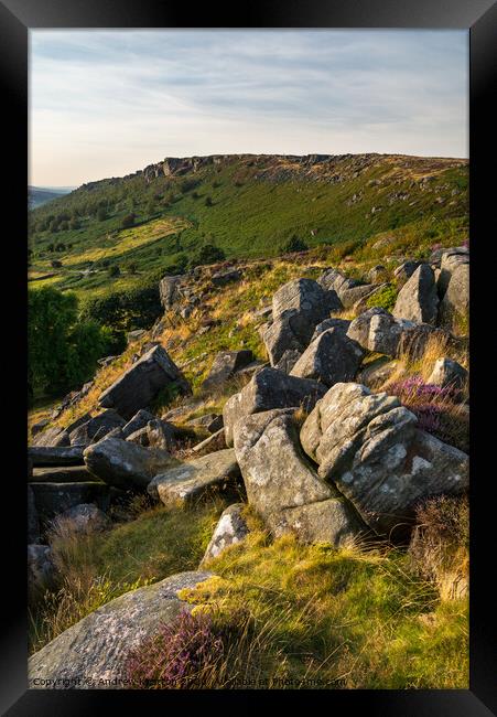 Baslow Edge and Curbar Edge, Peak District Framed Print by Andrew Kearton