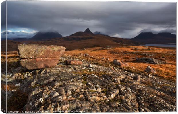 The Inverpolly Hills from Aird of Coigach  Canvas Print by Barbara Jones