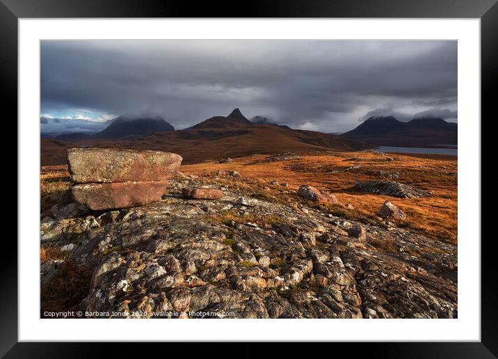 The Inverpolly Hills from Aird of Coigach  Framed Mounted Print by Barbara Jones