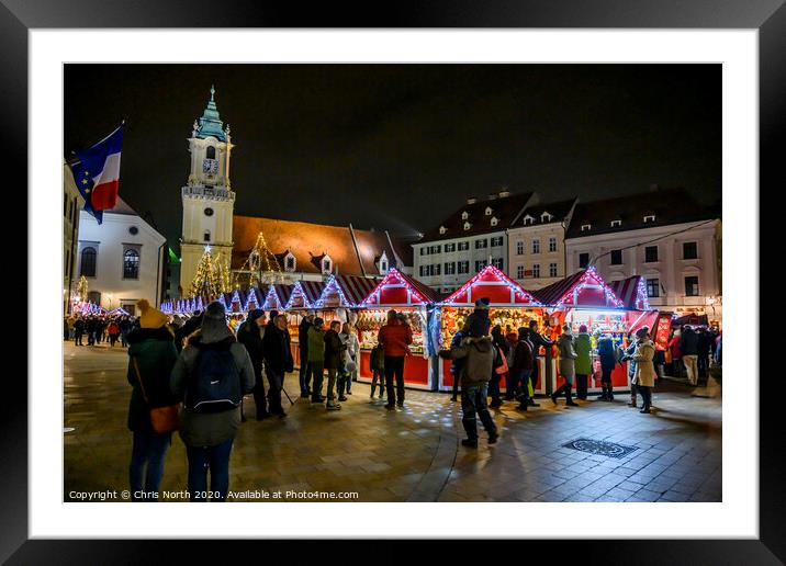 Christmas market in Bratislava, Slovakia. Framed Mounted Print by Chris North