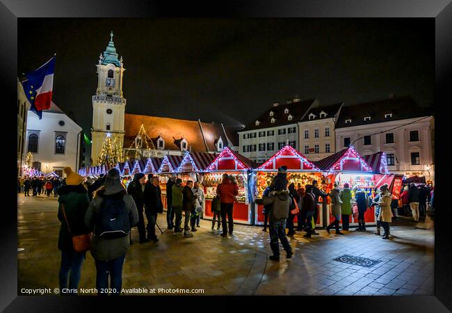 Christmas market in Bratislava, Slovakia. Framed Print by Chris North