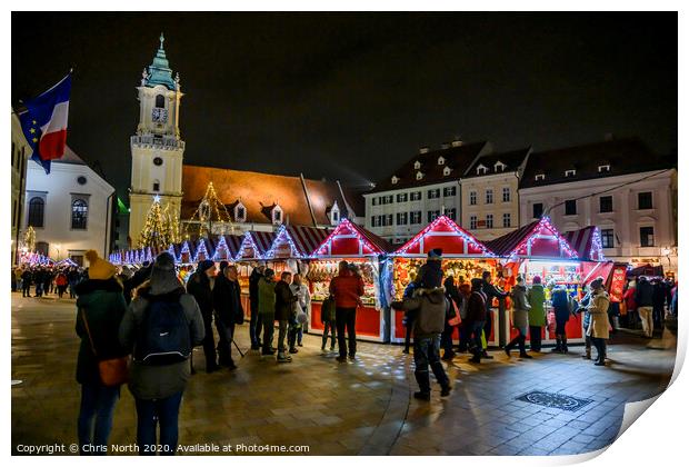 Christmas market in Bratislava, Slovakia. Print by Chris North