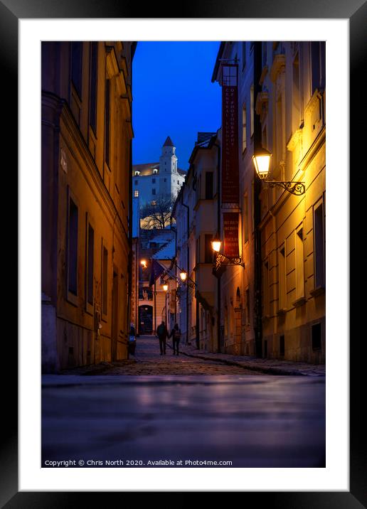 Bratislava old town at night. Framed Mounted Print by Chris North