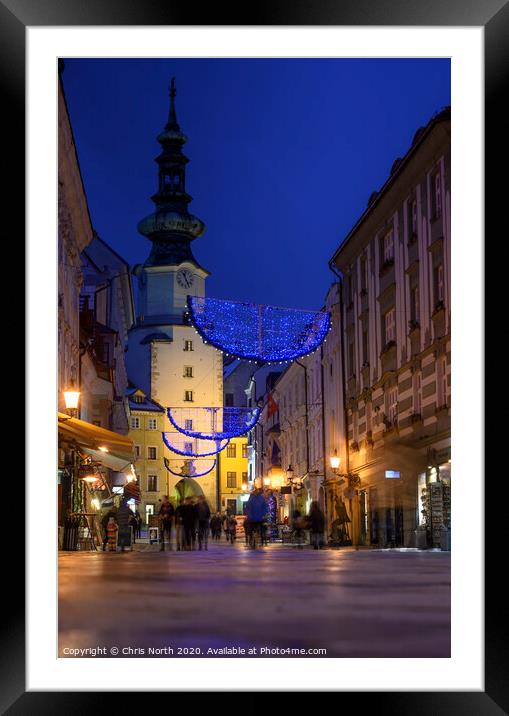 Bratislava old town at night. Framed Mounted Print by Chris North