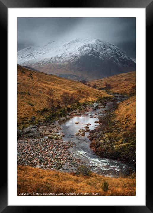 Glen Etive Moody Scene Scottish Highlands. Framed Mounted Print by Barbara Jones