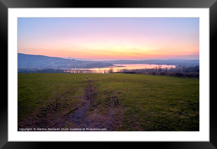 Sunset over Llangorse Lake Framed Mounted Print by Gordon Maclaren