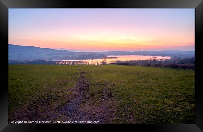 Sunset over Llangorse Lake Framed Print by Gordon Maclaren