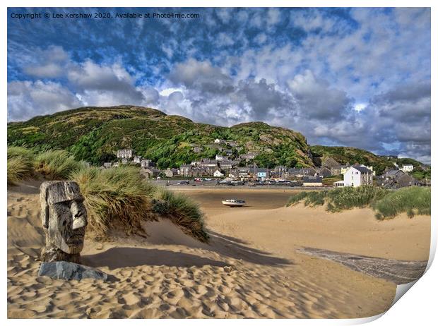 Easter Island at Barmouth Beach Print by Lee Kershaw