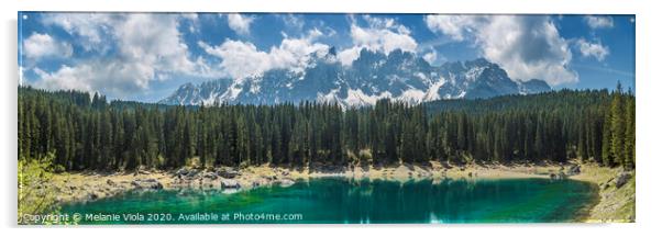 LAKE CAREZZA and mountain range | Panoramic Acrylic by Melanie Viola