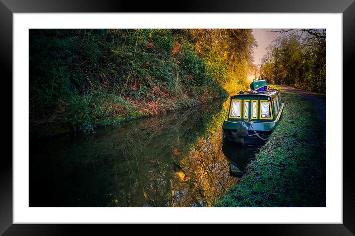 Canal Boat at Mooring Framed Mounted Print by Lee Kershaw