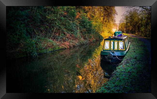 Canal Boat at Mooring Framed Print by Lee Kershaw