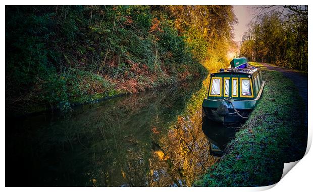 Canal Boat at Mooring Print by Lee Kershaw