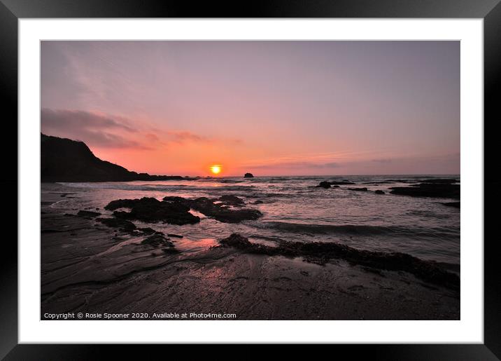 Sunrise at Millendreath Beach Looe Cornwall  Framed Mounted Print by Rosie Spooner