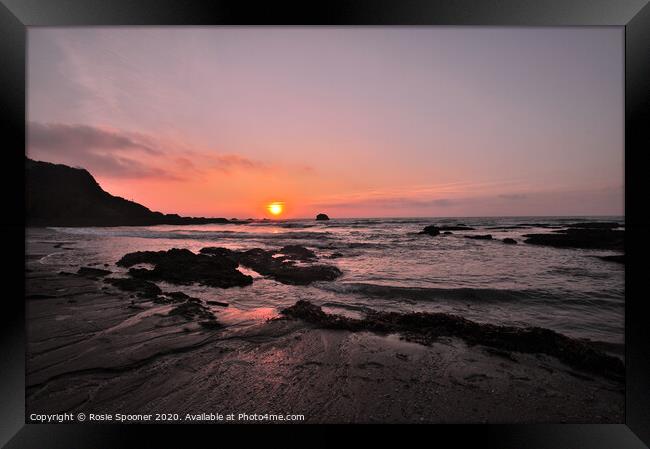 Sunrise at Millendreath Beach Looe Cornwall  Framed Print by Rosie Spooner