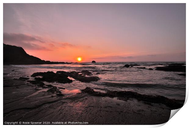 Sunrise at Millendreath Beach Looe Cornwall  Print by Rosie Spooner