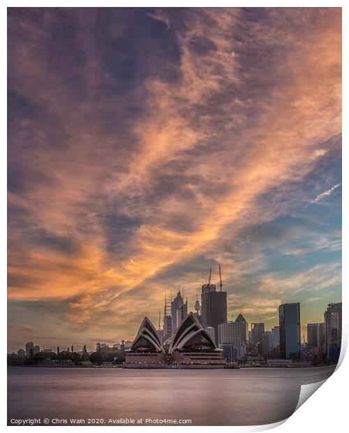 Sydney Sunset Print by Black Key Photography