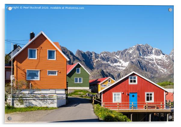 Norwegian Houses Lofoten Islands Norway Acrylic by Pearl Bucknall