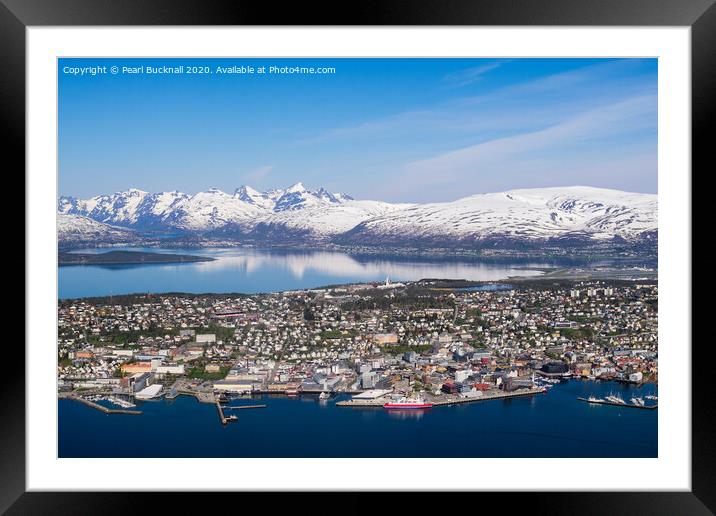 Tromso and Mountains in Norway Framed Mounted Print by Pearl Bucknall