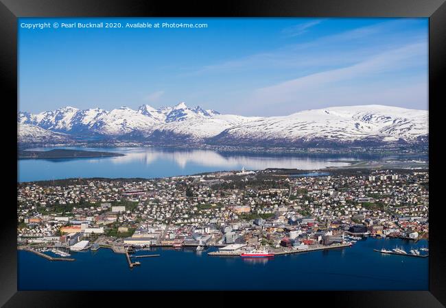 Tromso and Mountains in Norway Framed Print by Pearl Bucknall