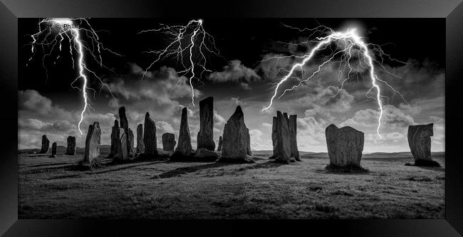 Stormy Callanish Standing Stones Isle of Lewis Framed Print by Phill Thornton