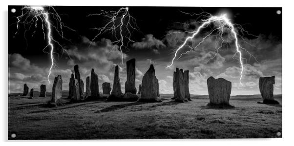 Stormy Callanish Standing Stones Isle of Lewis Acrylic by Phill Thornton