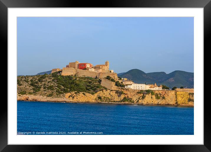 view from the sea of old Ibiza ,Spain Framed Mounted Print by daniele mattioda