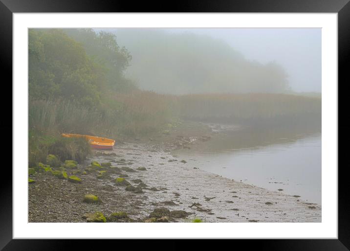 Boat on the bank of the  Nevern Estuary Framed Mounted Print by Alexandra Rutherford