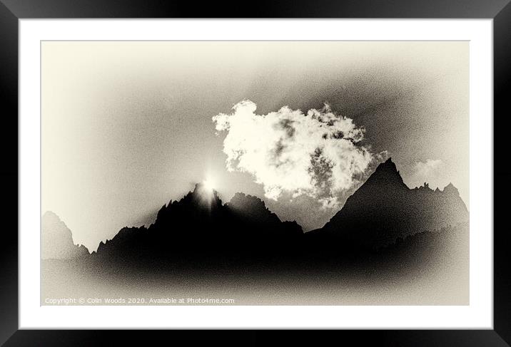 The Rising Sun over the Aiguille de Grépon in the French Alps Framed Mounted Print by Colin Woods
