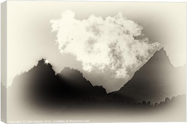 The Rising Sun over the Aiguille de Grépon in the French Alps Canvas Print by Colin Woods