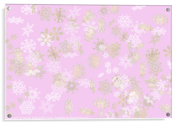 Falling snowflakes pattern on pink background Acrylic by Simon Bratt LRPS