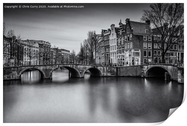 Amsterdam Black and White Cityscape Keizersgracht Canal Print by Chris Curry