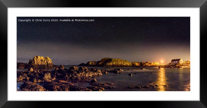 Ballintoy Harbour Night Sky Panoramic County Antrim Northern Ireland Framed Mounted Print by Chris Curry