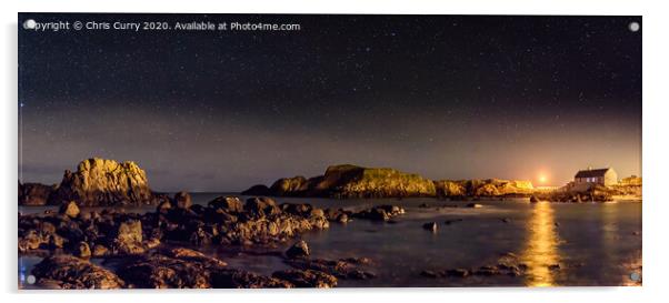 Ballintoy Harbour Night Sky Panoramic County Antrim Northern Ireland Acrylic by Chris Curry