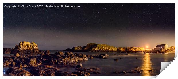 Ballintoy Harbour Night Sky Panoramic County Antrim Northern Ireland Print by Chris Curry