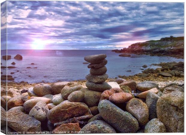 Serene Stacked Pebbles Canvas Print by Simon Marlow