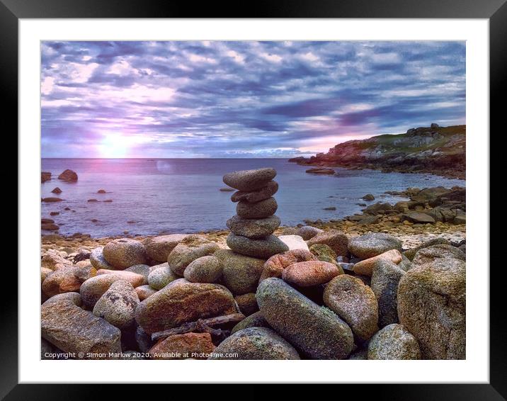 Serene Stacked Pebbles Framed Mounted Print by Simon Marlow
