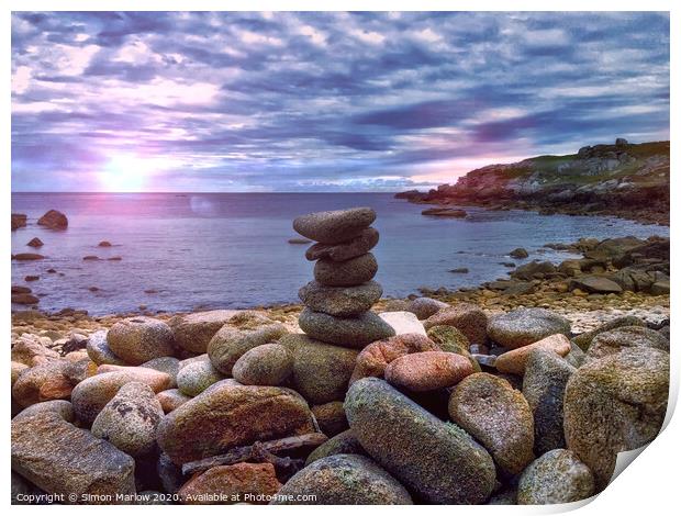Serene Stacked Pebbles Print by Simon Marlow