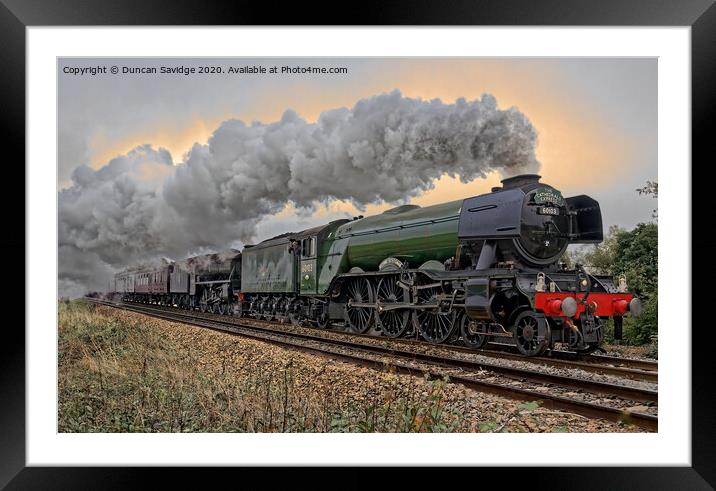 Flying Scotsman steam train trackside moody Framed Mounted Print by Duncan Savidge