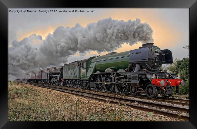 Flying Scotsman steam train trackside moody Framed Print by Duncan Savidge