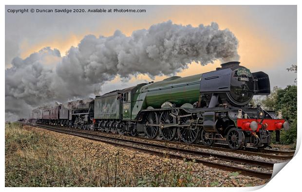 Flying Scotsman steam train trackside moody Print by Duncan Savidge