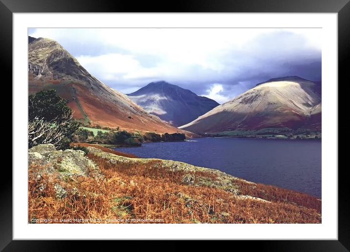 Wastwater and Great Gable, Cumbria Framed Mounted Print by David Mather