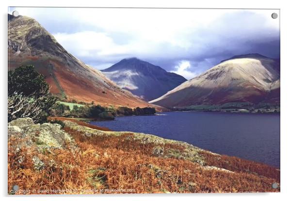 Wastwater and Great Gable, Cumbria Acrylic by David Mather