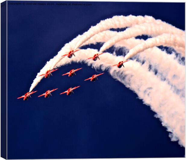 Majestic Red Arrows Formation Canvas Print by Andrew Heaps