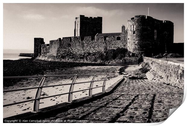 The Cobbled Path at Carrickfergus Castle Print by Alan Campbell