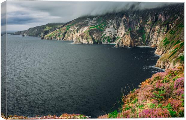 Glancing Down At Slieve League Cliffs Canvas Print by Alan Campbell