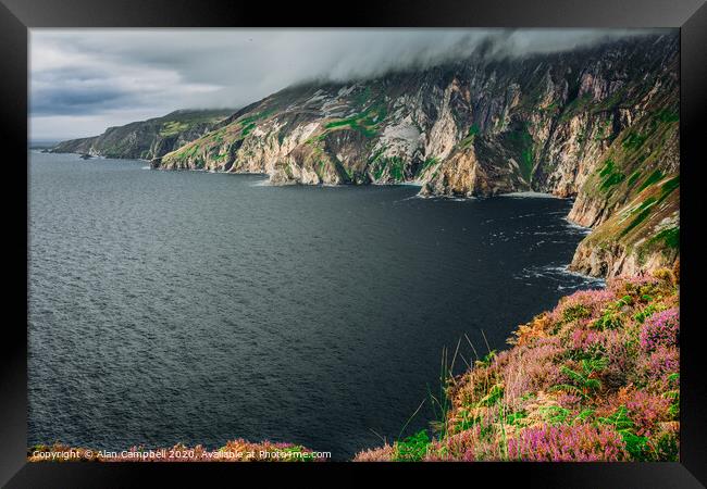 Glancing Down At Slieve League Cliffs Framed Print by Alan Campbell